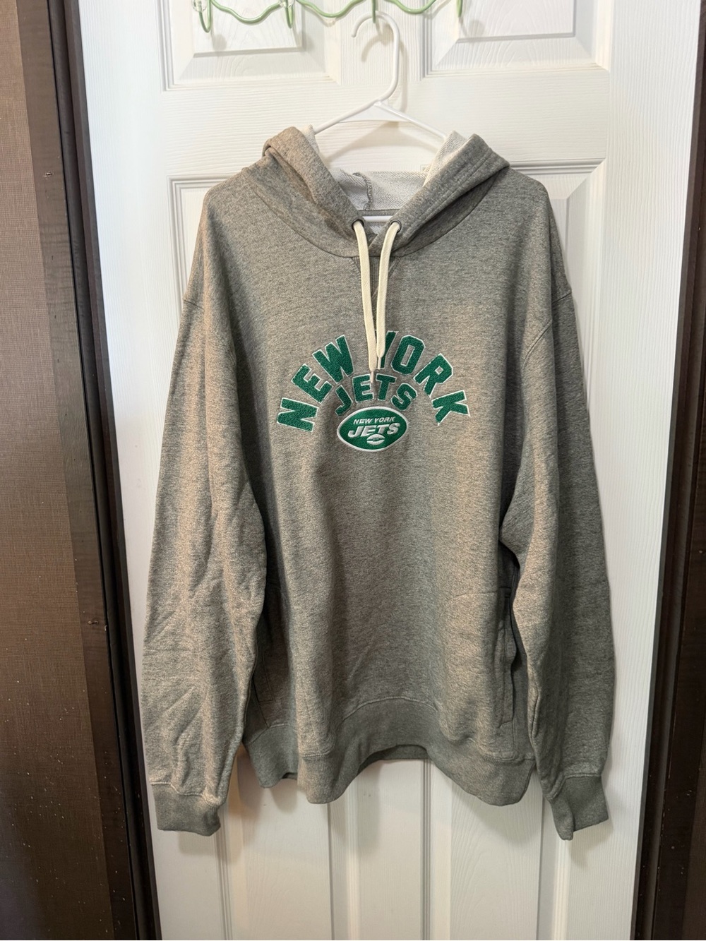 New York Jets Gray Pullover Hoodie Sweatshirt Embroidered Logo Plus Size 2XL - Picture 2 of 7